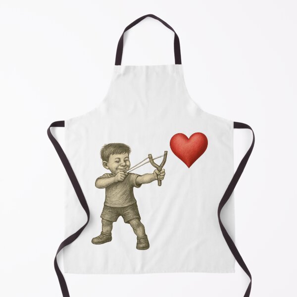 Item preview, Vintage Sketch of Playful Child with Slingshot and Heart – Whimsical Love Art designed and sold by Psycho-Crazy.
