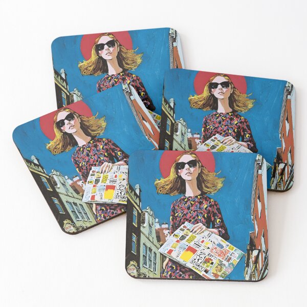 Item preview, Woman Holding Newspaper Striding Through London with Confidence - Fashion, Icons, and Swinging Sixties Energy in Motion Abstract Digital AI Art designed and sold by OlfactoART Studio.