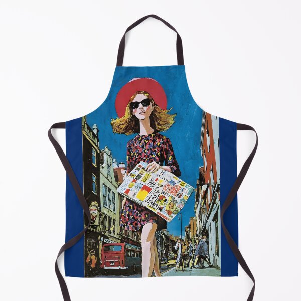 Item preview, Woman Holding Newspaper Striding Through London with Confidence - Fashion, Icons, and Swinging Sixties Energy in Motion Abstract Digital AI Art designed and sold by OlfactoART Studio.