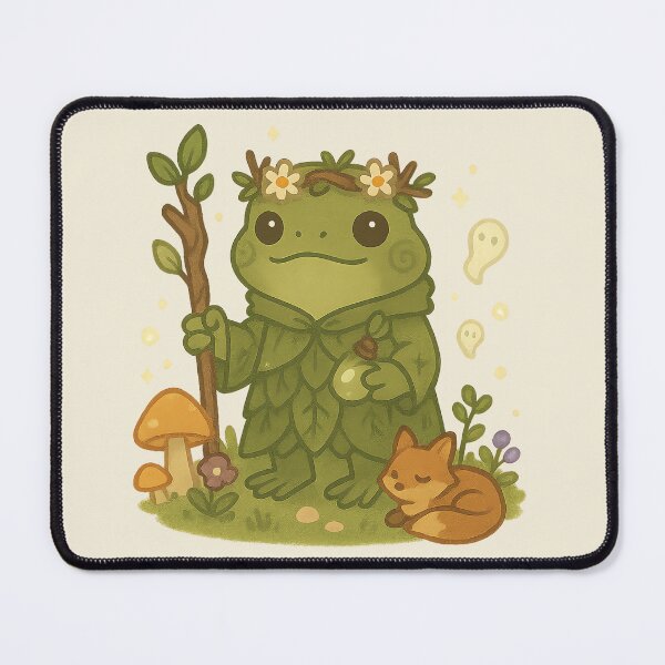 Item preview, Forest Frog Druid – Kawaii Nature Mage with Fox and Spirits designed and sold by LuKreate.