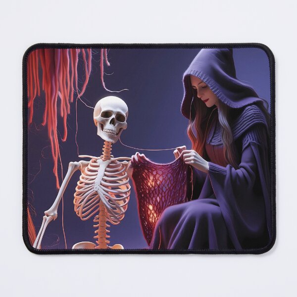 Item preview, MADE WITH LOVE (AND DARK MAGIC) - Knitting Necromancer Art for Gothic Crafters & Fantasy Fans, Macabre Home Decor designed and sold by Rilindi.