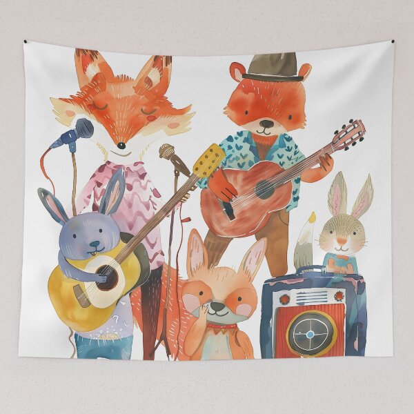 Item preview, Forest Folk Trio – Musical Woodland Nursery Wall Art designed and sold by WabiSabiSjak.