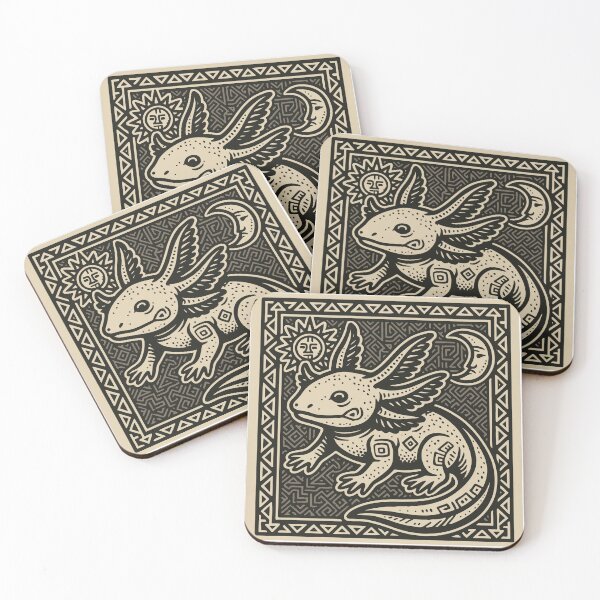 Item preview, Aztec Axolotl Spirit – Monochrome Tribal Design designed and sold by VALQUIRIAMX.