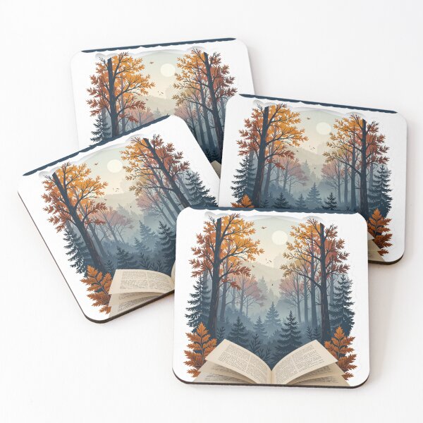 Item preview, Open Book with Autumn Forest and Glowing Sun in Background designed and sold by Creative88Art.