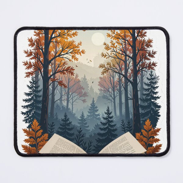 Item preview, Open Book with Autumn Forest and Glowing Sun in Background designed and sold by Creative88Art.