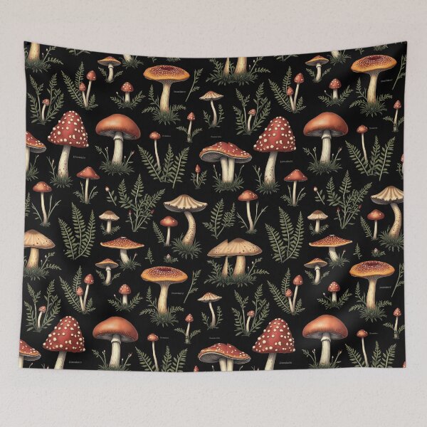 Item preview, Vintage Mushroom Fern design designed and sold by Dragonkingdoms.