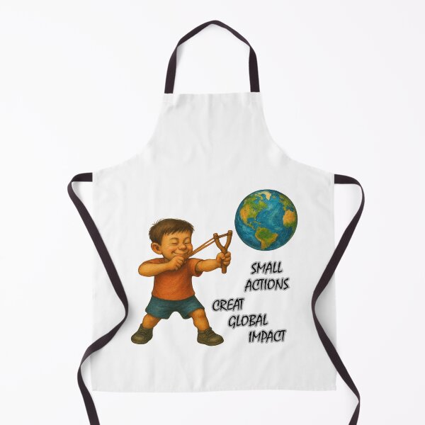 Item preview, Small Actions, Big Change – Motivational Earth & Slingshot Illustration designed and sold by Psycho-Crazy.