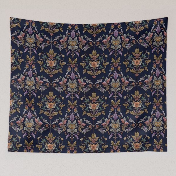 Item preview, Medieval Flower design on black background designed and sold by Dragonkingdoms.