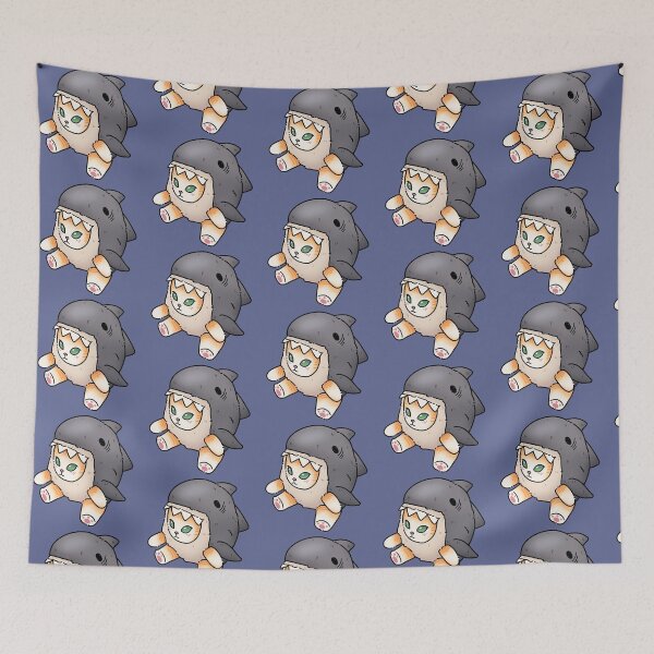 Item preview, Michi shark (black line, blue background) designed and sold by Winarts1808.