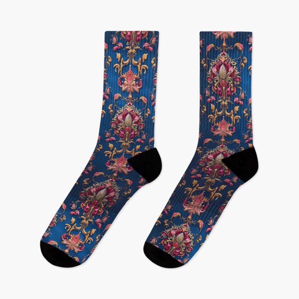 Item preview, Rose Damask on Midnight Blue designed and sold by Dragonkingdoms.