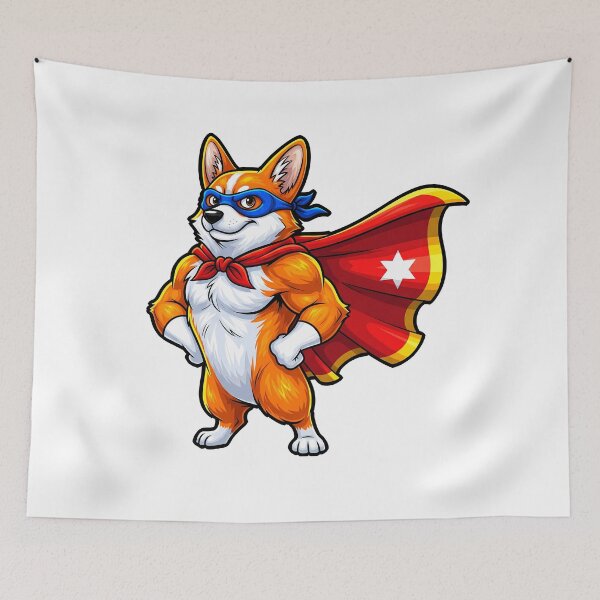 Item preview, Cartoon Corgi Dressed as a Superhero Bursting with Energy    designed and sold by zoughlal.