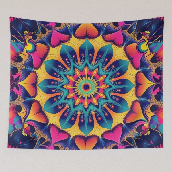 Item preview, Unity in Color – Neon Fractal Mandala of Universal Oneness designed and sold by Harmonic_Layers.