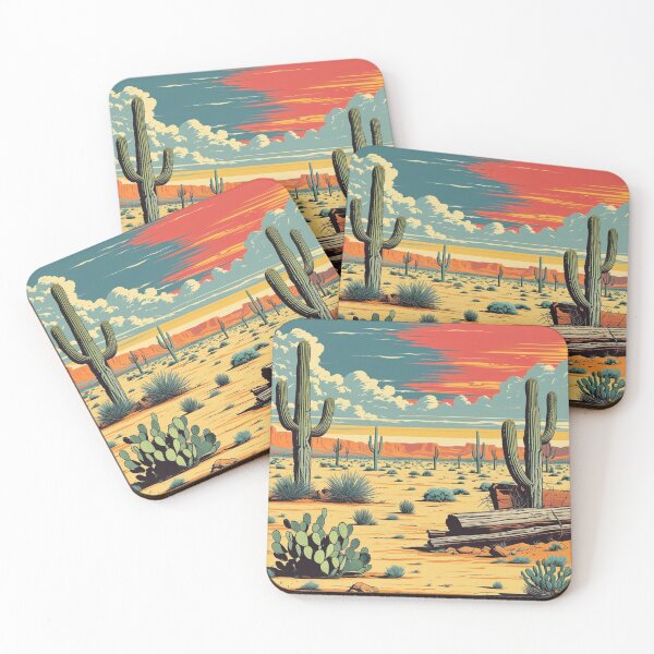 Item preview, Retro Desert Cactus Landscape with Bold Colors designed and sold by Uniquely Yours.