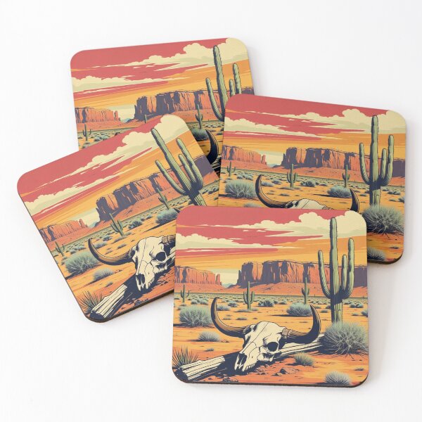 Item preview, Western Desert Skull Art with Cactus and Red Rock Cliffs designed and sold by Uniquely Yours.