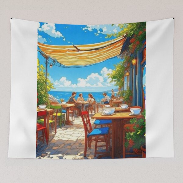 Item preview, Colorful Seaside Café Al Fresco Patio designed and sold by Virtuals1.
