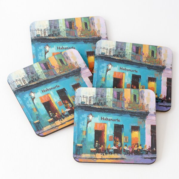 Item preview, Gather at Habanarte - Vibrant Havana Café Scene Full of Warmth and Color Against a Vibrant Facade designed and sold by OlfactoART Studio.