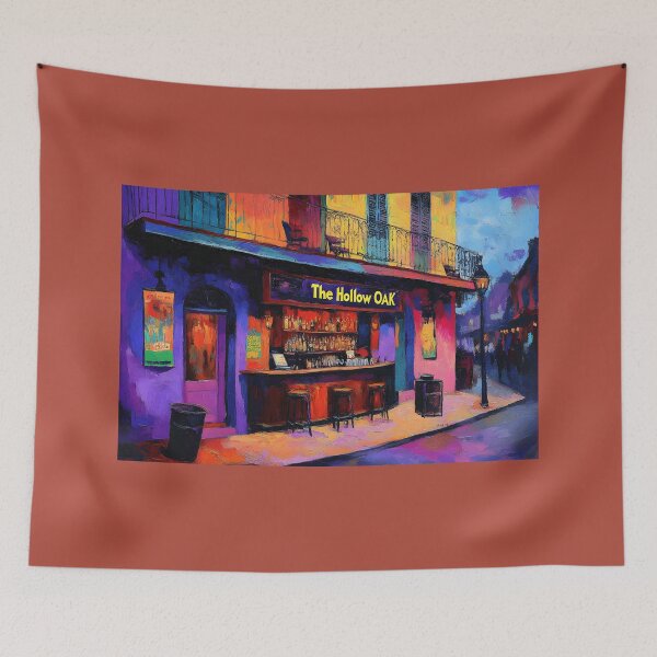 Item preview, Illuminate the Night at The Hollow Oak - Vibrant New Orleans Bar Scene in Bold Colors designed and sold by OlfactoART Studio.