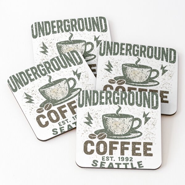 Item preview, Underground Coffee – Vintage Seattle Café Design designed and sold by CreativeGorillas.