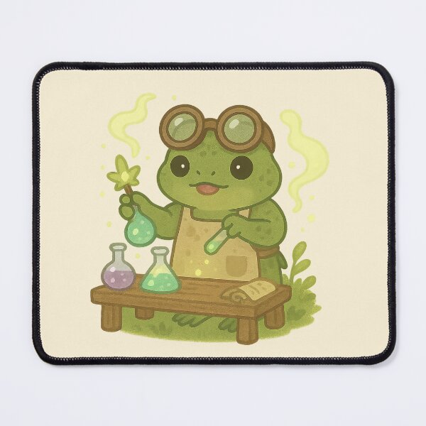 Item preview, Frog Alchemist – Kawaii Potion Maker with Goggles and Lab Table designed and sold by LuKreate.