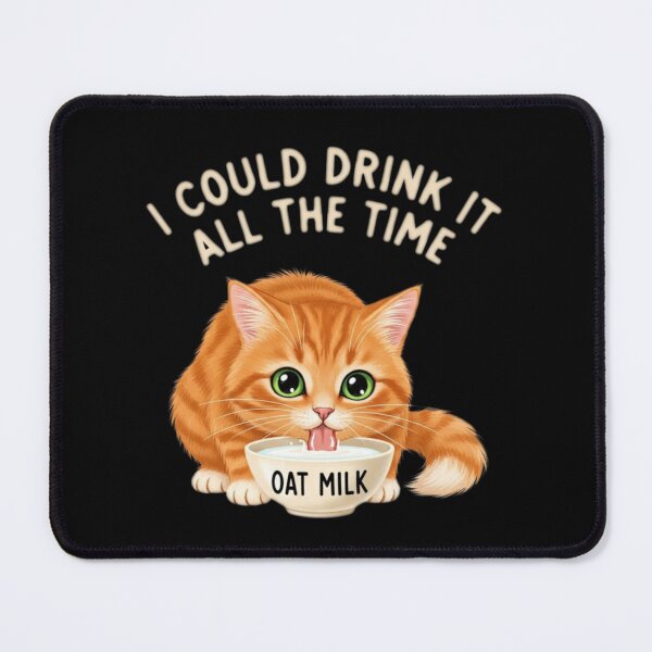 Item preview, Redhead Cat With Big Green Eyes Drinking Oat Milk designed and sold by Bowniko^^.