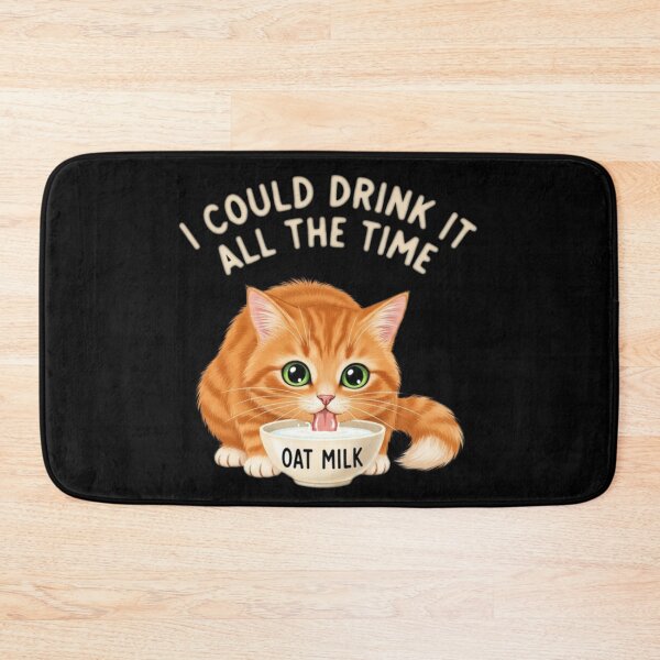 Item preview, Redhead Cat With Big Green Eyes Drinking Oat Milk designed and sold by Bowniko^^.