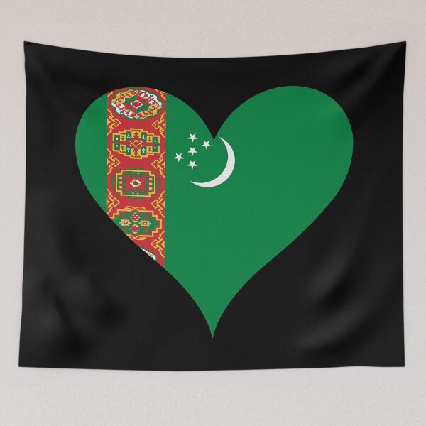 Item preview, Turkmenistan Heart Flag - Turkmen Pride & Love designed and sold by NTGUILTY.