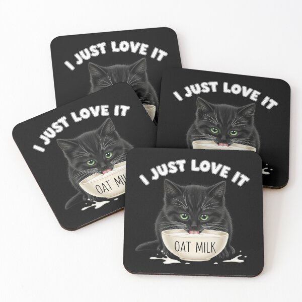 Item preview, Baby Black Cat Drinking Oat Milk  designed and sold by Bowniko^^.