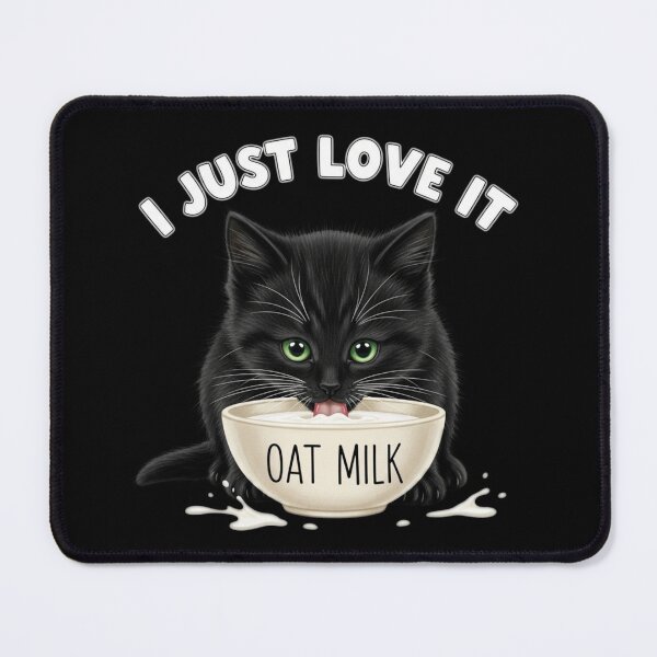 Item preview, Baby Black Cat Drinking Oat Milk designed and sold by Bowniko^^.