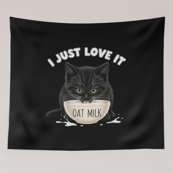 Item preview, Baby Black Cat Drinking Oat Milk  designed and sold by Bowniko^^.
