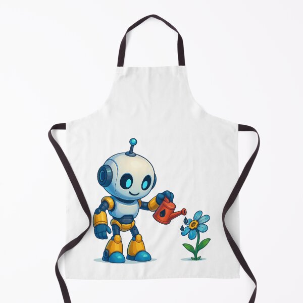 Item preview, Cute quirky robot with oil can watering metal flower designed and sold by KIRBYGRIP-PRESS.