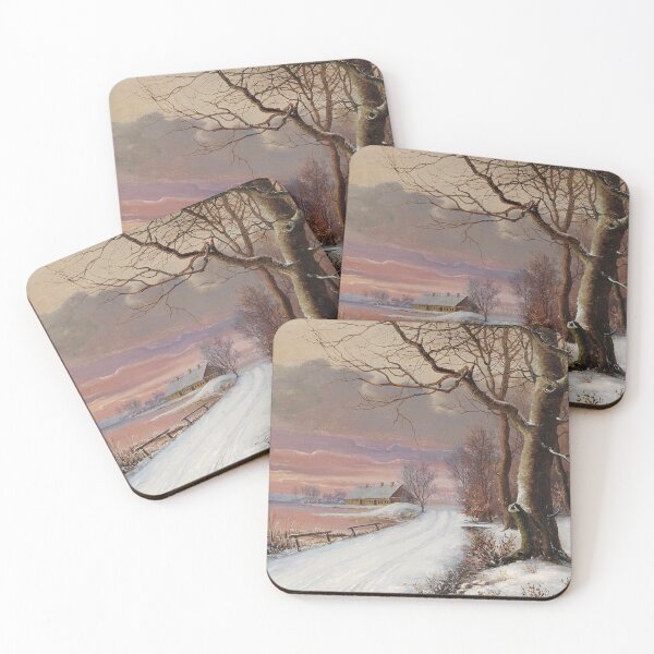 Item preview, A Winter Landscape with a Farm at Sunset designed and sold by tomorrowsart.