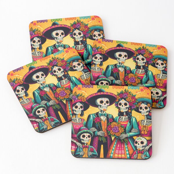 Item preview, Celebratory Skeleton Family Portrait – Día de los Muertos Art designed and sold by Ojo de Lilith.