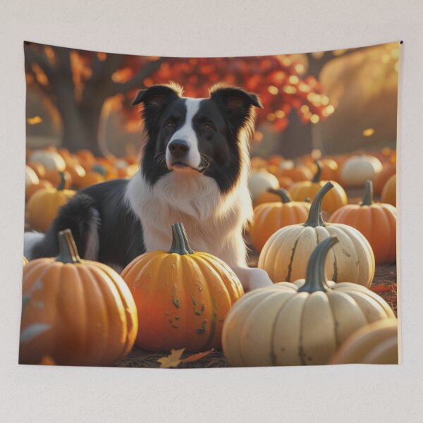 Item preview,  Border Collie in Pumpkin Patch - Autumn Fall Dog Art designed and sold by Nature's Palette.