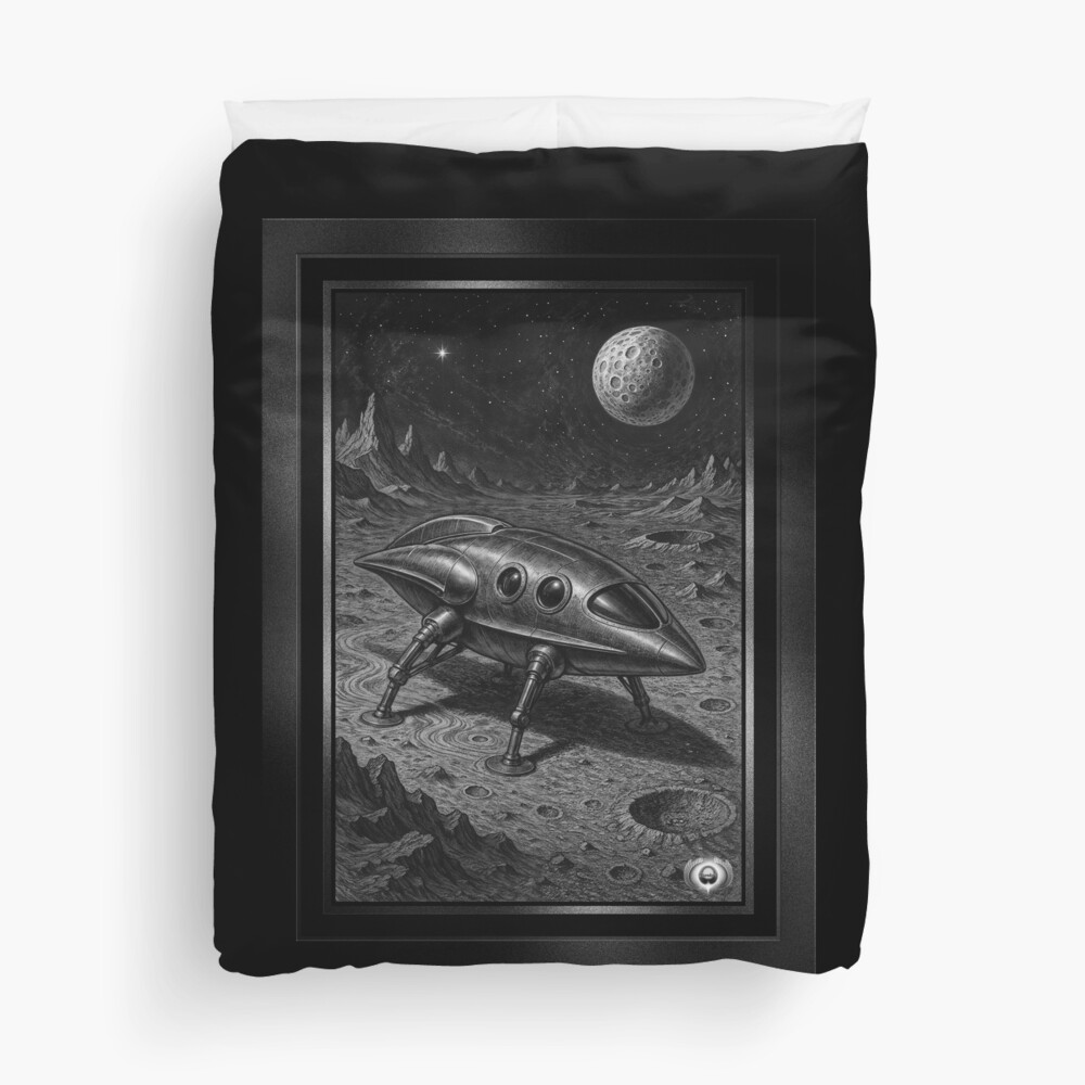 Retro Illustration Of Space Exploration Fascinating AI Concept Art by Xzendor7 Decorative Art Print Duvet Cover