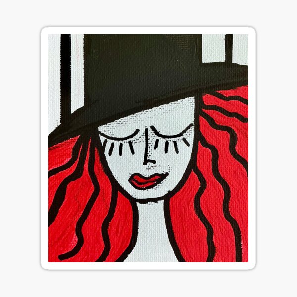Item preview, Zen Woman with Hat - Minimalist Painting designed and sold by CathPainting.