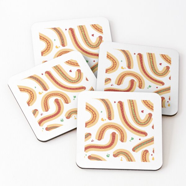 Item preview, Hot Dog Parade – Playful Food Pattern with Condiments on White designed and sold by GrantYourWish3.