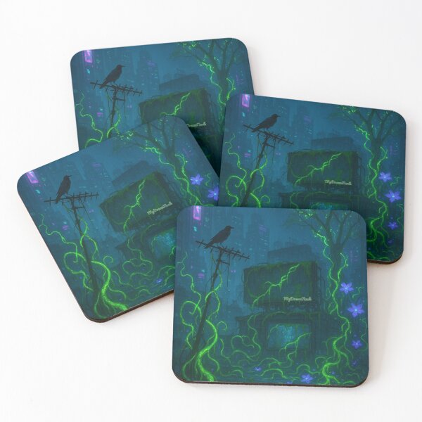 Item preview, Neon Overgrowth – Cyberpunk Rooftop Jungle designed and sold by My Dream Nook.