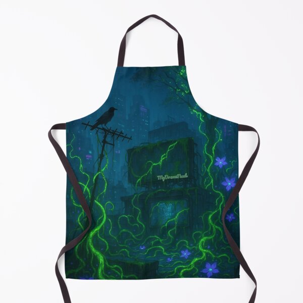 Item preview, Neon Overgrowth – Cyberpunk Rooftop Jungle designed and sold by My Dream Nook.
