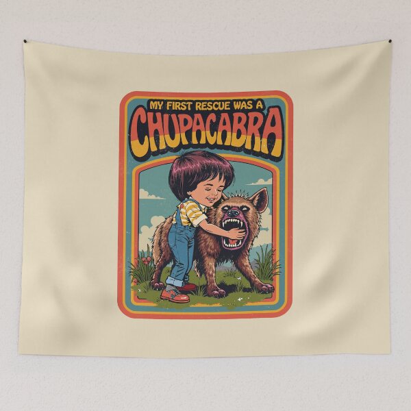Item preview,  My First Rescue Was A Chupacabra - Funny Retro Cryptozoology Art designed and sold by Vintagenaut Co..