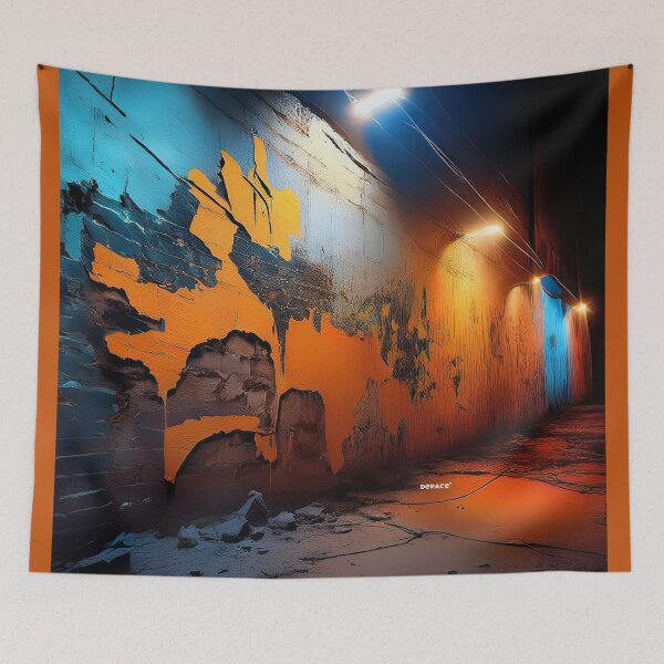 Item preview, Crumbling Mud Wall Lit by Streetlight in Stencil Graffiti Style designed and sold by mrpropcake.