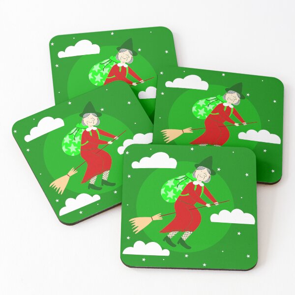 Item preview, green christmas witch befana broomrider spookmas designed and sold by Gossip Rag.