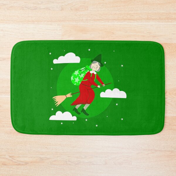 Item preview, green christmas witch befana broomrider spookmas designed and sold by Gossip Rag.