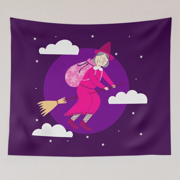 Item preview, purple christmas witch befana broomrider spookmas designed and sold by Gossip Rag.