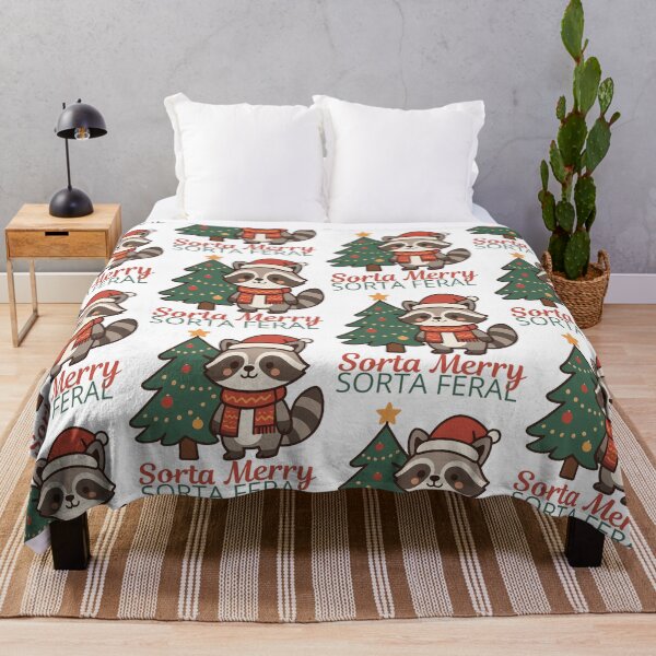 Item preview, cute Sorta Merry Sorta Feral – Funny Christmas Raccoon Coquette for Feral girl & Holiday Goblins designed and sold by LuxeGraphix.