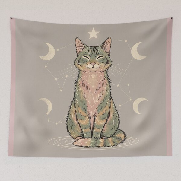 Item preview, Celestial Meditative Cat – Sand, Sage & Star designed and sold by 	aluzia.design.