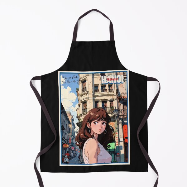Item preview, Retro Anime Girl from Hanoi Vietnam Vintage Travel Romantic Quote designed and sold by Kawaii-Sky.