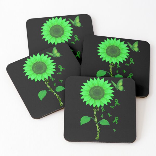 Item preview, Glaucoma Awareness Green Flower & Butterfly Design designed and sold by Eyepatch-Jacks.