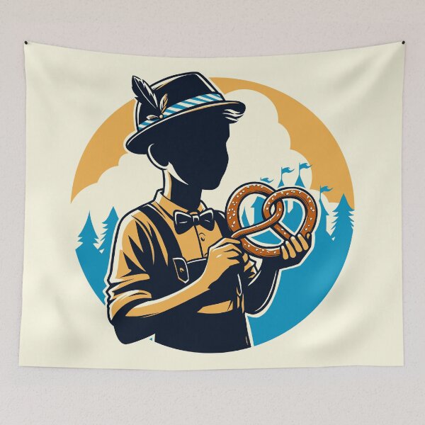 Item preview, Silhouette of Oktoberfest Pretzel Eating Boy designed and sold by Ghost on Toast.