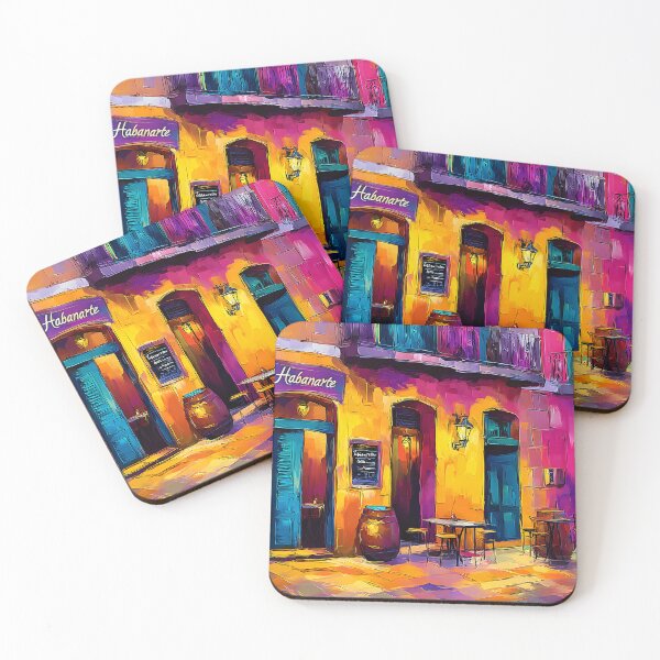 Item preview, Habanarte Café Charm - Colorful Havana Street Scene with Inviting Vibes and Blue Facades Digital AI Art designed and sold by OlfactoART Studio.