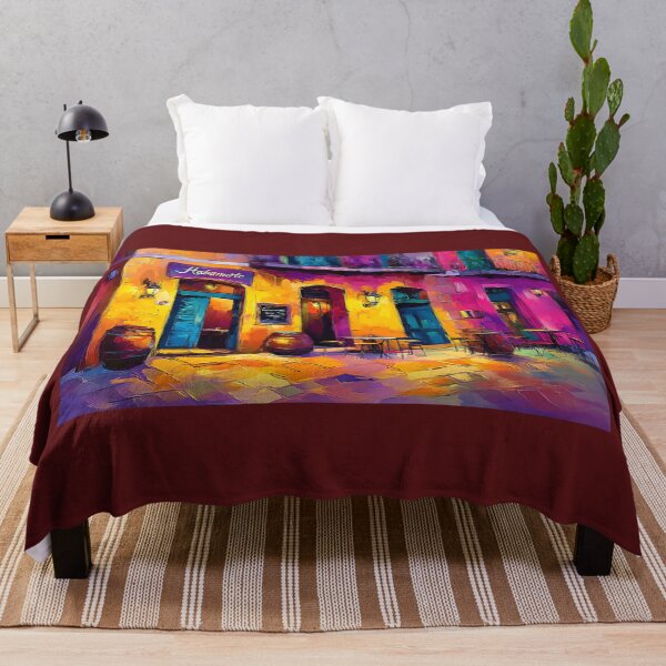 Item preview, Habanarte Café Charm - Colorful Havana Street Scene with Inviting Vibes and Blue Facades Digital AI Art designed and sold by OlfactoART Studio.